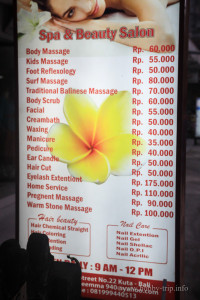 Цени на масажите на остров Бали
