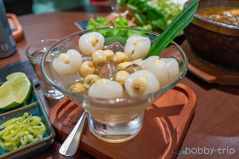 Lychee dessert with lotus seeds